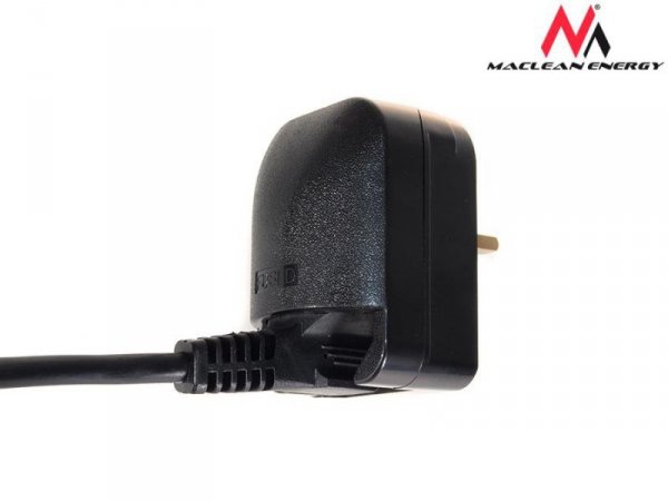 Maclean Adapter zasilania UK na Euro kątowy czarny MCE70