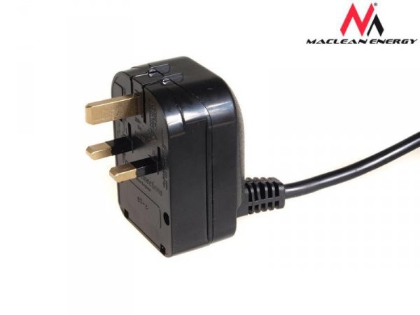 Maclean Adapter zasilania UK na Euro kątowy czarny MCE70