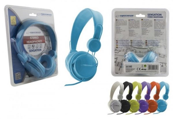Esperanza SŁUCHAWKI AUDIO STEREO Z REGULACJĄ GŁOŚNOŚCI EH148B NIEBIESKI