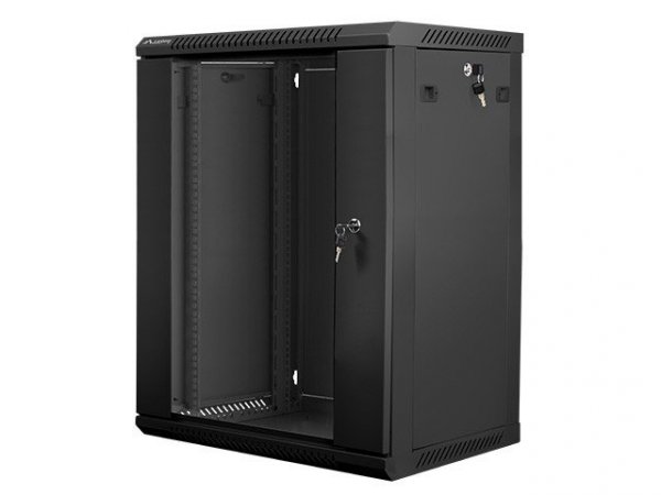 Lanberg Szafa instalacyjna wisząca 19 cali 15U 600X450mm czarna (drzwi szklane)