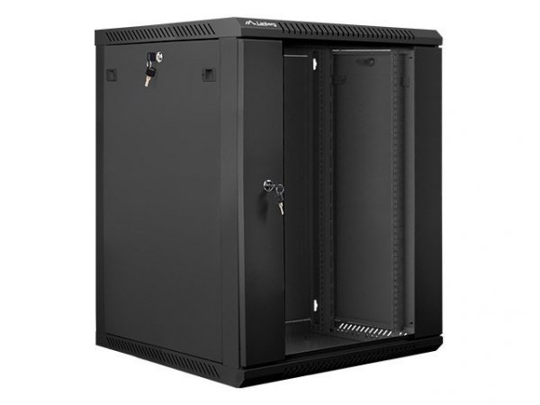 Lanberg Szafa instalacyjna wisząca 19 cali 15U 600X600mm czarna (drzwi szklane)
