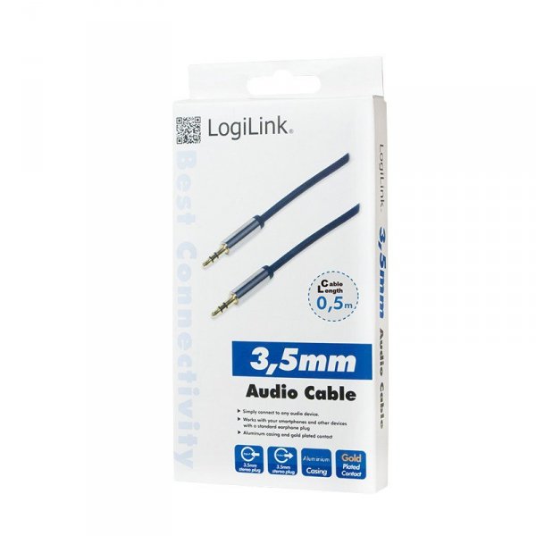 LogiLink Kabel audio 2xJack 3.5mm stereo M/M, 0.5m, niebieski