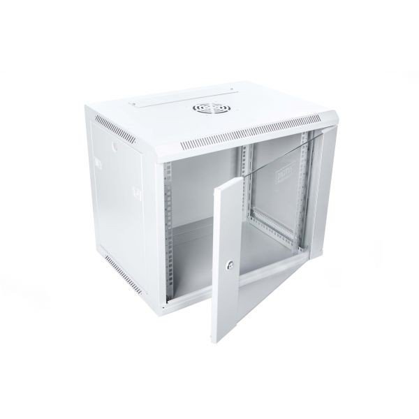 Digitus Szafa wisząca jednosekcyjna 19 9U 501/600/450 mm, drzwi szklane, szara (RAL 7035), zmontowana
