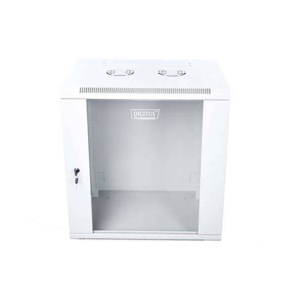 Digitus Szafa wisząca jednosekcyjna 19 12U 635/600/450mm, drzwi szklane, szara (RAL 7035), zmontowana