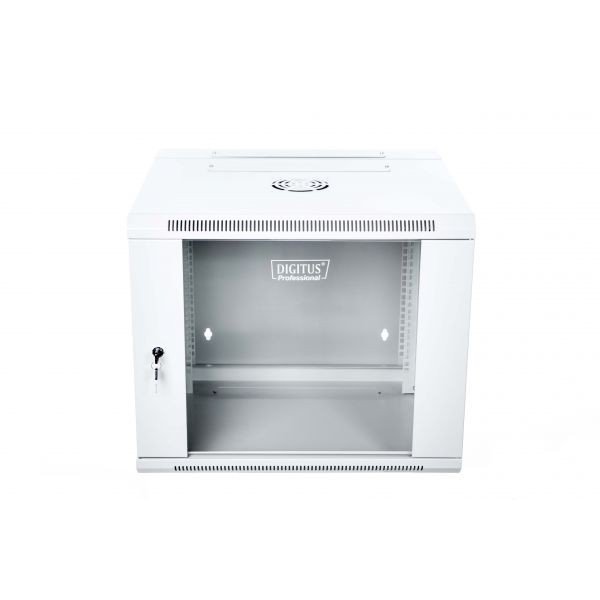 Digitus Szafa wisząca dwusekcyjna 19 12U 635/600/600mm, drzwi szklane, szara (RAL 7035), zmontowana