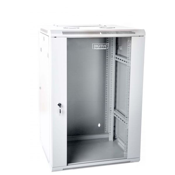 Digitus Szafa wisząca dwusekcyjna 19 15U 759/600/600mm, drzwi szklane, szara (RAL 7035), zmontowana