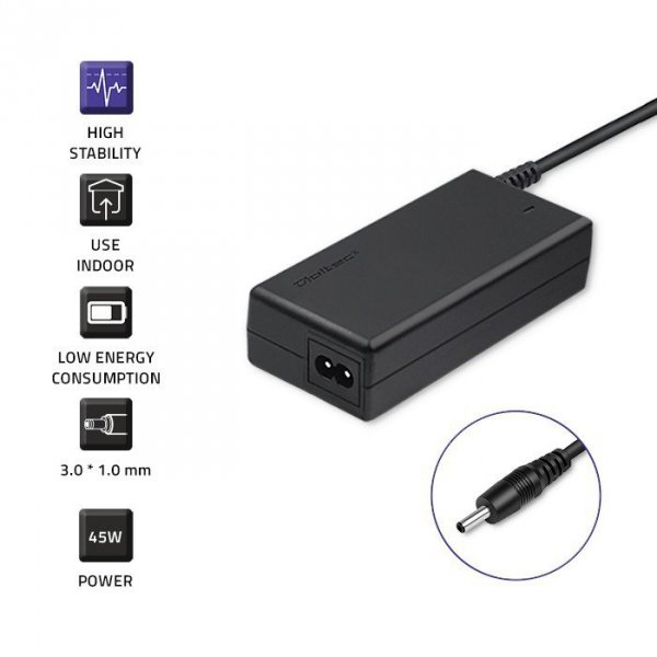 Qoltec Zasilacz do Asus 45W | 19V | 2.37A | 3.0*1.0 | +kabel zasilający