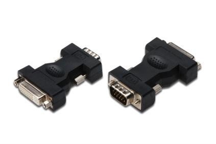 Digitus Adapter DVI-I DualLink 1080p 60Hz FHD Typ DVI-I (24+5)/DSUB15 (VGA) Ż/M Czarny