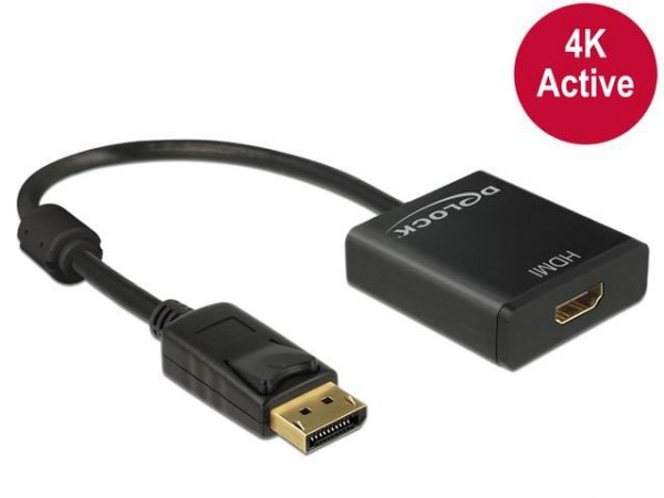 Delock Adapter Displayport(M)-&gt;HDMI(F) Aktywny 4K Black