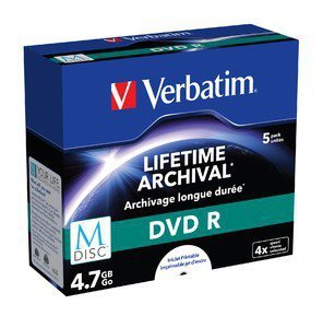 Verbatim M-DISC DVD R 4x 4.7GB 5P JC Printable 43821