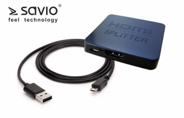 Elmak SAVIO CL-93 Splitter HDMI na 2 odbiorniki, 4K, funkcja wzmacniacza, blister