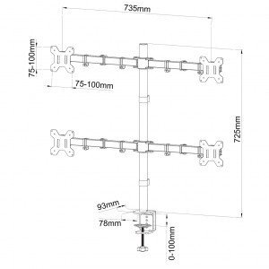 ART Uchwyt do 4 monitorów LED/LCD 13-27" L-04N