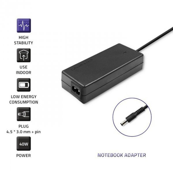 Qoltec Zasilacz do HP 40W | 19V | 2.1A | 4.5*3.0+pin