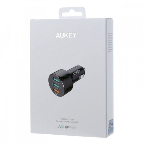 AUKEY CC-T11 ładowarka samochodowa 3xUSB Quick Charge 3.0 | 7.8A | 42W + kabel USB-C