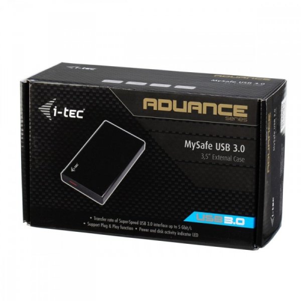 i-tec MYSAFE Advanced 3,5&quot; USB 3.0 Obudowa zewnętrzna na dyski  HDD i SSD SATA I II III czarna aluminiowa