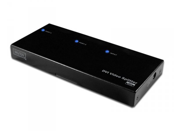 Digitus Rozdzielacz/Splitter DVI 2-portowy, 1920x1200p 60Hz WUXGA, z audio (MiniJack)