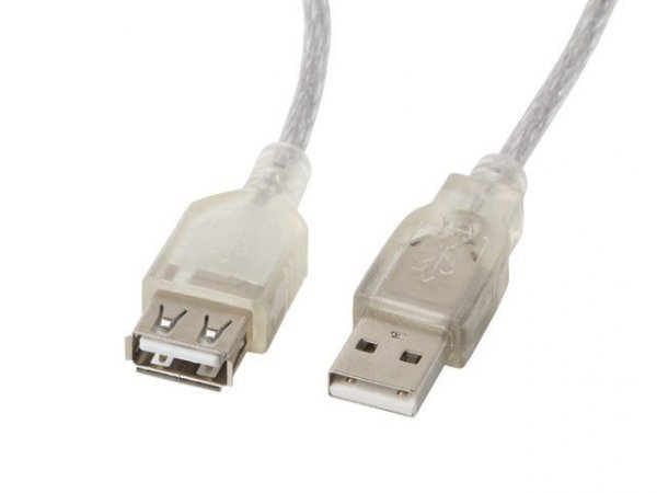 Lanberg Przedłużacz kabla USB 2.0 AM-AF Ferryt 1.8M przezroczysty