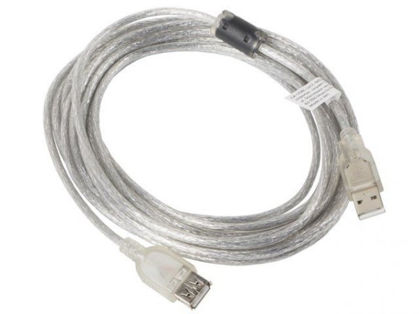Lanberg Przedłużacz kabla USB 2.0 AM-AF Ferryt 1.8M przezroczysty