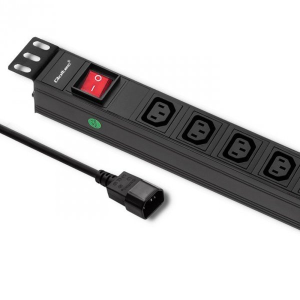 Qoltec Listwa zasilająca do Rack 19cali | 1U | 10A | PDU | 8xIEC C13 | 2m