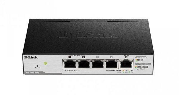 D-Link DGS-1100-05PD Switch Smart 5xGE (2xPoE) Zasilany z PoE