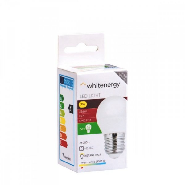 Whitenergy Żarówka LED G45 E27 7W 556lm ciepła biała mleczna
