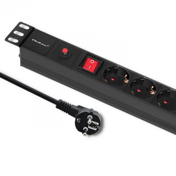 Qoltec Listwa zasilająca CB do szafy RACK | 19cali | 1U | 16A | PDU |  6xSCHUKO | 2m