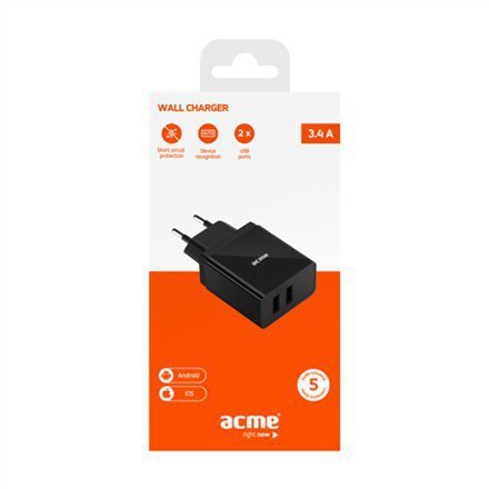 ACME Europe Ładowarka sieciowa USB CH205 2p/3,4A/17W