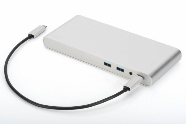 Digitus Stacja dokująca USB Typ C, 12 dodatkowych portów, funkcja Dual Monitor, 4K 30Hz, aluminiowa, srebrna