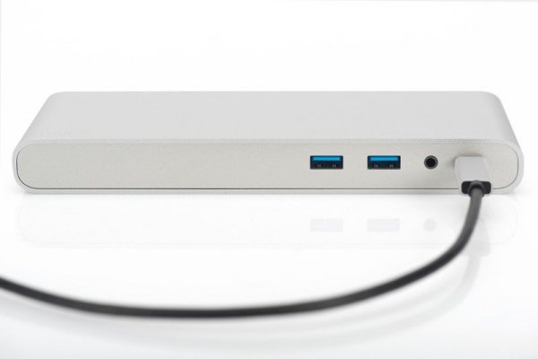 Digitus Stacja dokująca USB Typ C, 12 dodatkowych portów, funkcja Dual Monitor, 4K 30Hz, aluminiowa, srebrna