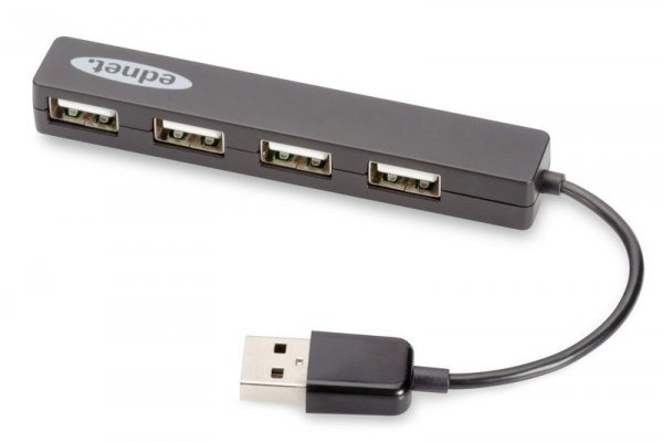 EDNET HUB/Koncentrator 4-portowy USB 2.0 HighSpeed, Czarny