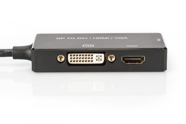 Digitus Kabel adapter Displayport 4K 30Hz/1080p 60Hz Typ DP/HDMI(UHD)+DVI-I+VGA (FHD) M/Ż 0,20m Czarny