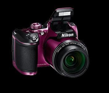 Nikon Aparat B500 fioletowy + skórzana torba