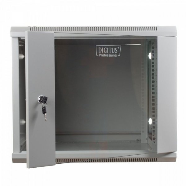 Digitus Szafa sieciowa wisząca 19 cali 9U rack 600x600, drzwi szyba, niedzielona, niezłożona, Szara