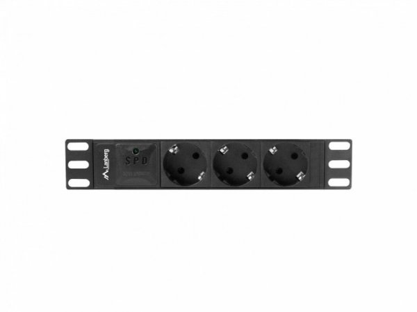 Lanberg Listwa zasilająca Rack PDU 10 cali 1U 3x Schuko 2m 16A czarna