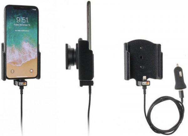 Brodit Uchwyt do Apple iPhone Xs z wbudowanym kablem USB oraz ładowarką samochodową