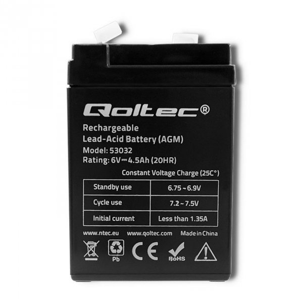 Qoltec Akumulator AGM | 6V | 4.5Ah | max.1.35A