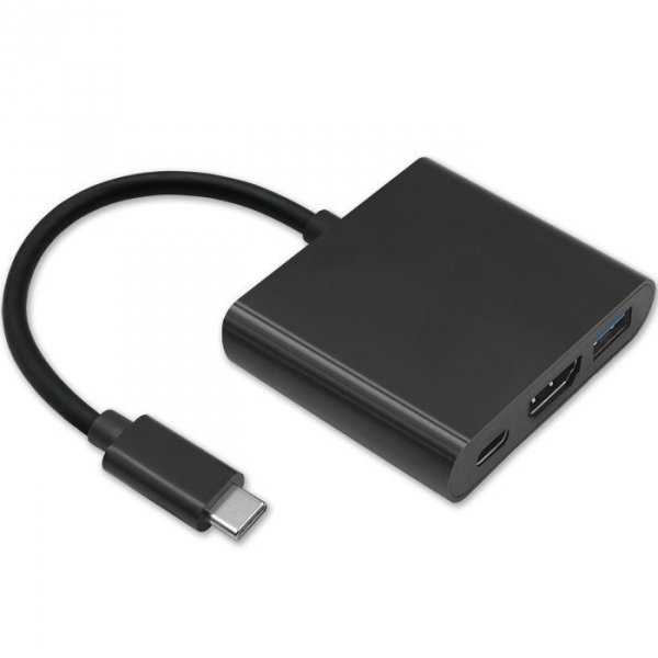 Qoltec Adapter USB 3.1 typ C / HDMI + USB A + USB typ C | Czarny