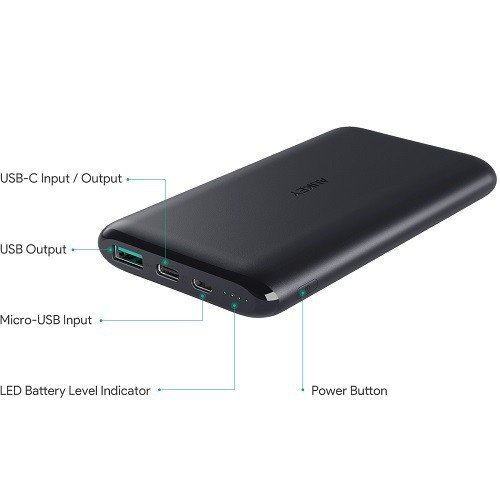 AUKEY PB-XN10 Black ultraszybki Power Bank | 10000 mAh | 3xUSB | 5.4A | Quick Charge | kabel micro USB