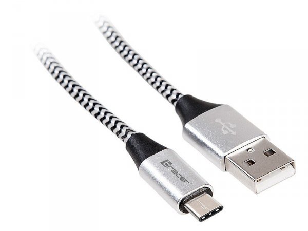 Tracer Kabel USB 2.0 Type-C A męski - C męski 1,0m czarno-srebrny