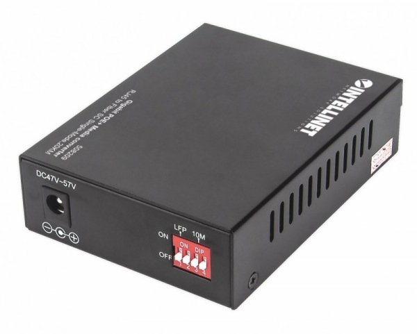 Intellinet Media konwerter Gigabit PoE+  1000Base-T RJ45/1000Base-LX (SC) SM 20km