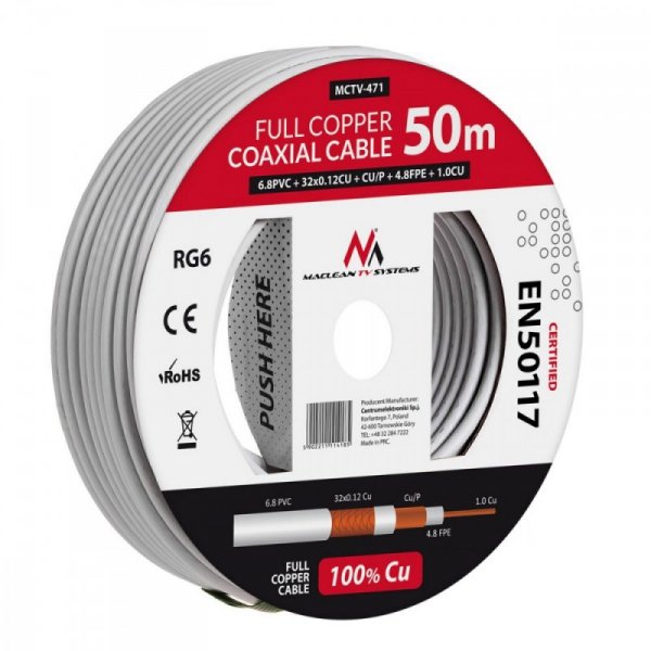 Maclean Kabel Koncentryczny RG6 100m MCTV-472