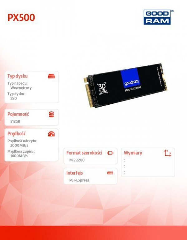 GOODRAM Dysk PX500 512GB M.2 PCIe 3x4 NVMe 2280