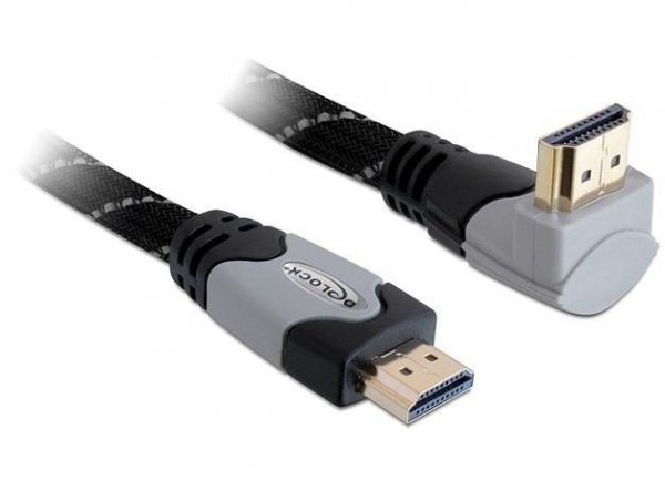 Delock Kabel HDMI M/M V1.4 2M KĄTOWY DÓŁ CZARNO-SZARY PREMIUM SZNUR