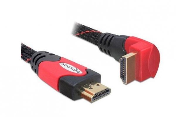 Delock Kabel HDMI M/M V1.4 5M kątowy góra CZARNO-CZERWONY PREMIUM SZNUR