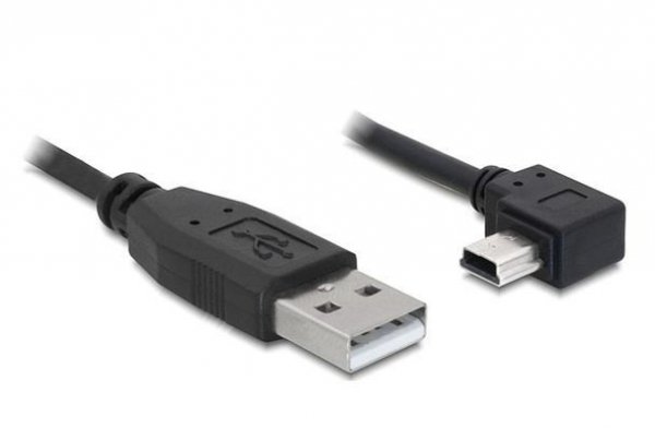 Delock Kabel USB MINI(M) kątowy prawo-&gt;USB-A(M) 2.0 3M czarny