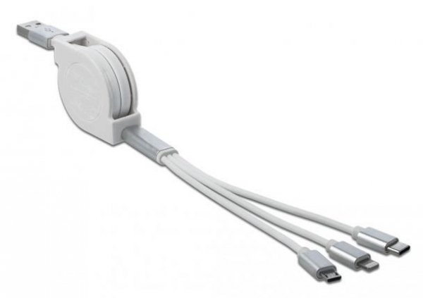 Delock Kabel 3IN1 USB-A(M)-&gt;LIGHTNING(M)+MICRO-B(M)+USB-C(M) 2.0