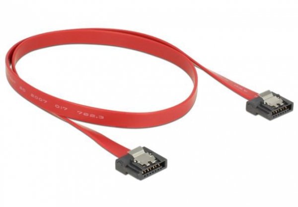 Delock Kabel SATA DATA III (6GB/S) F/F 50cm z zatrzaskami metalowymi FLEXI czerwony
