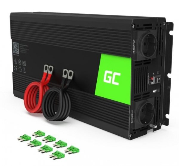 Green Cell Przetwornica 12V/230V 1500W/3000W Czysty sinus
