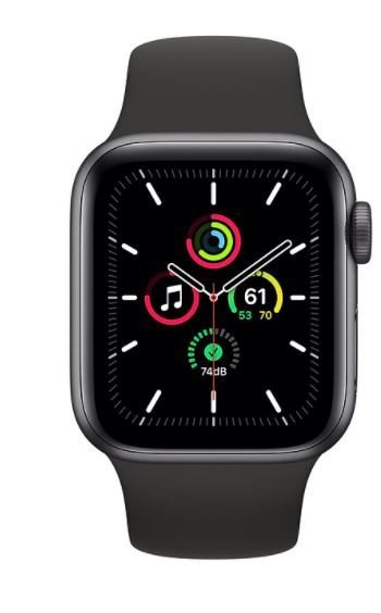 Apple Zegarek SE GPS + Cellular, 44mm koperta z aluminium w kolorze gwiezdnej szarości z czarnym paskiem sportowym - Regular