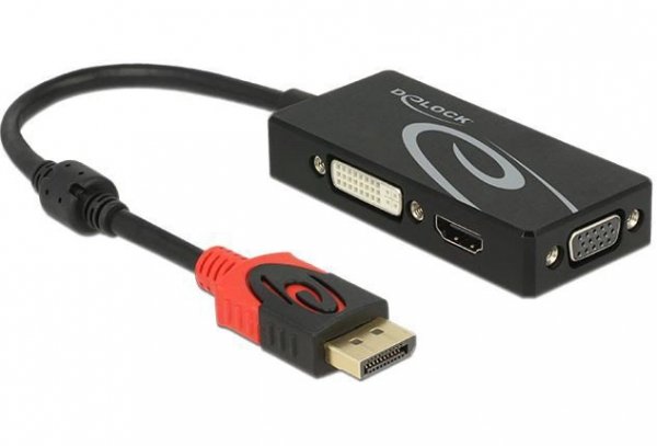 Delock Adapter DISPLAYPORT M 1.2-HDMI(F)+VGA(F)+D